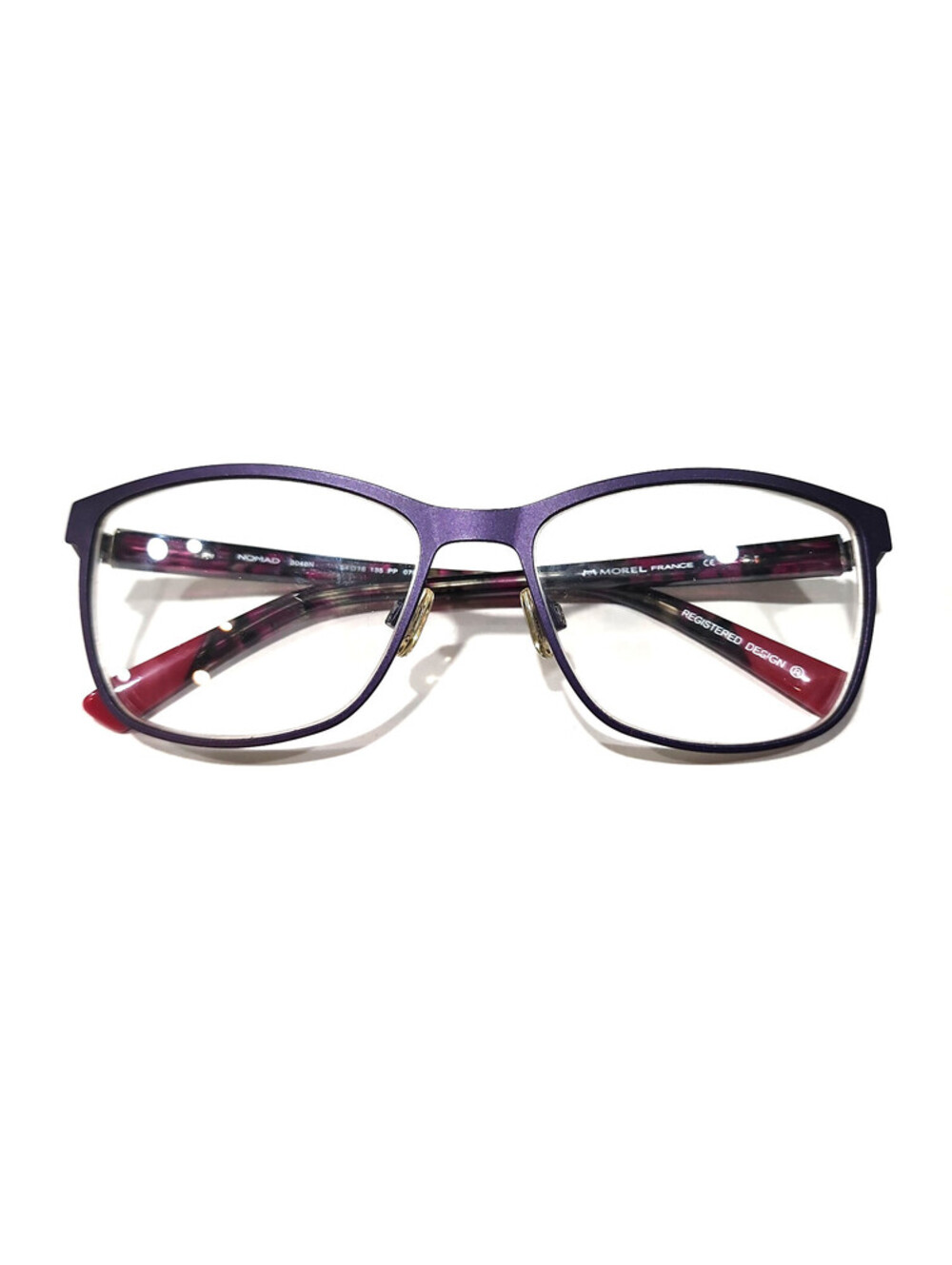 Morel Nomad 3048N Purple Metal Red Cat Eyes Oval Eyeglasses 54-16 135